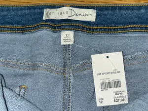 Cato est 1946 Denim Jean Skirt Raw Hem Patched Women's Size 12 Stretch Pockets thumbnail 10