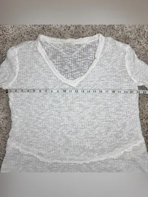 Free People We The Free Ocean Air Hacci Pullover Top Ivory Extra Small XS V-Neck thumbnail 10
