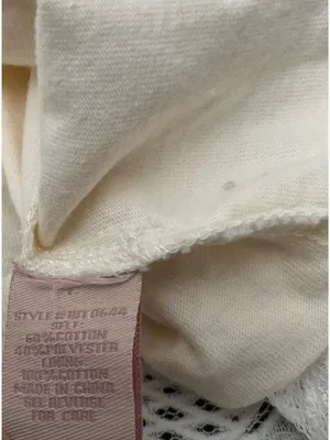 Anthropologie champagne & strawberry lace opacity tee top off white L bust36in thumbnail 4