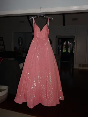 Authentic Sherri Hill 54261 Coral Glitter Ballgown pageant Prom Dress Size 0 thumbnail 4