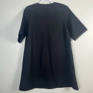 Cos topstitched black wool/cashmere mod short sleeve dress size 2 thumbnail 10