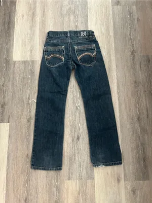 Request Jeans Girls 12 Y2K Dark Wash Distressed Straight Leg Embroidered Denim thumbnail 9