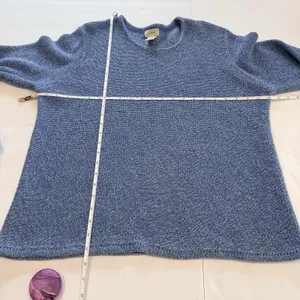 Vintage LL Bean Blue Marled Chunky Knit Cotton Crew Neck Pullover Sweater XL thumbnail 7