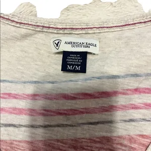American eagle striped vneck long sleeve shirt size medium thumbnail 6