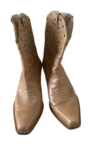 Women’s western cowboy boots embroidered leather with studs Sz 10 made in Italy thumbnail 1