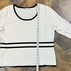 Cato White Sweater Black Outline 3/4 Sleeve XL Top thumbnail 4