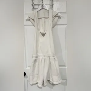 Free People Beach Coastal Resort White V Neck Open Back Hooded Small Romper thumbnail 9