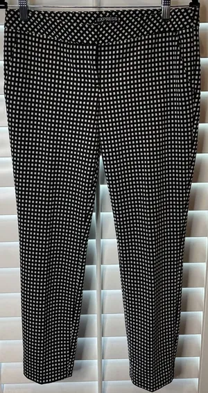 Express Womens‎ 6 Columnist Ankle Pants Black White Grid Stretch Dress Slacks thumbnail 1