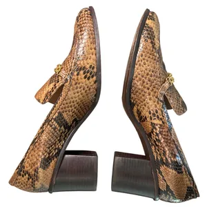 Tory Burch Jessa Snake Embossed Leather Loafer Pumps Block Heel 9.5M thumbnail 7