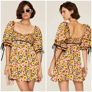 New For Love & Lemons Sylvia Puff Sleeve Mini Dress Size S thumbnail 2