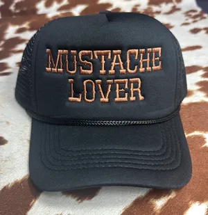 Mustache lover trucker hat Black thumbnail 1