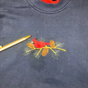 Vintage Cardinal‎ Sweatshirt Women XL 90s Embroidered Mock Neck Grandma Grunge thumbnail 6