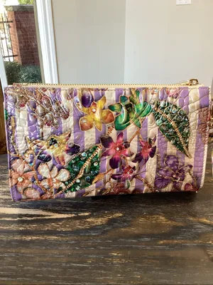 Brahmin Daisy Pinstripe Petals Melbourne DI Leather Clutch thumbnail 4