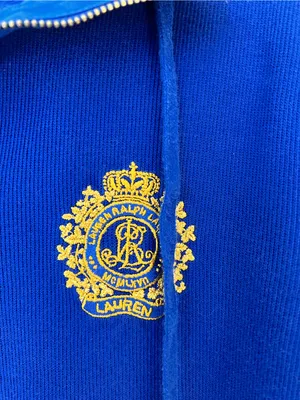 Lauren Ralph Lauren Blue Cable Knit Sweater Women's M 100% Cotton Logo Preppy thumbnail 7