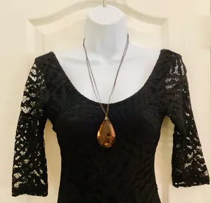 Large Faceted Drop Necklace Brown thumbnail 6