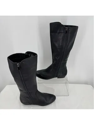 Black Riding Boots Gianni Bini Genuine Leather Equestrian Size 7M thumbnail 3