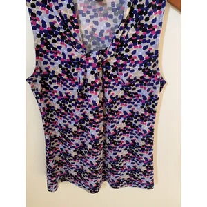 ANN TAYLOR Womens Size XS Sleeveless Blouse Top Gathered Bust Polka Dot thumbnail 2
