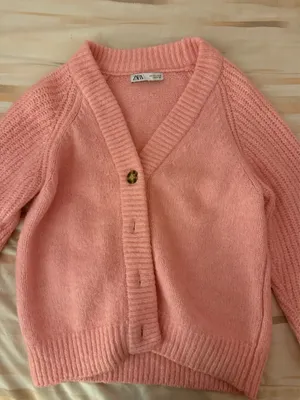 ZARA Pink Oversized Button Up Sweater thumbnail 1