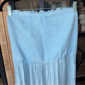 Anthropologie The Marisol Smocked Gauze Maxi Dress Celandine strapless muslin thumbnail 4