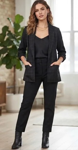 BBJ Los Angeles Women's Black Grid Pattern Blazer XL‎ thumbnail 1