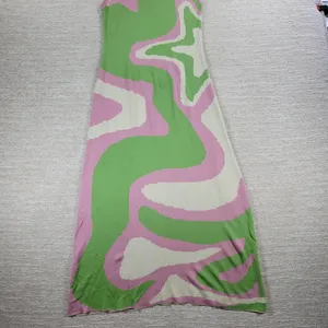 Cider Swirl Knit Dress L Pink Green Midi Y2K Spaghetti Strap Psychedelic Retro thumbnail 5