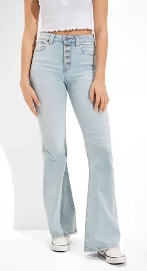 American Eagle Super Hi Rise Flare Jean in Blue Mist Next Level Stretch 16R NWT thumbnail 1