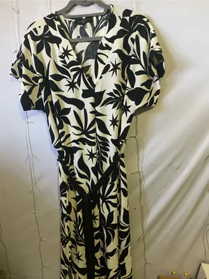 Black & White Floral Wrap Dress - Elegant Women’s Dress thumbnail 3