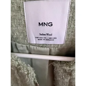MNG Mango Italian Wool Tweed Jacket Light Green Cropped Zip ENA 77046358 XXL NEW thumbnail 6
