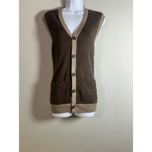 Banana Republic Womens Brown Cotton Button Front Cardigan Sweater‎ Vest Small thumbnail 3