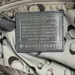 Coach Poppy Metallic Silver Leather Shoulder Bag Purse Logo Vtg Y2K thumbnail 9