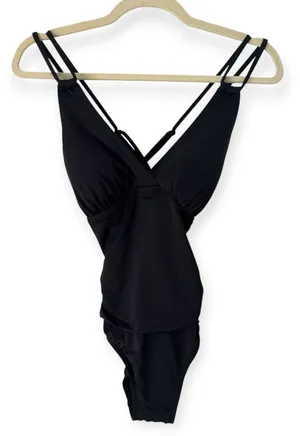 NWT Jantzen Black Ruched Tummy Control One Piece Swimsuit Size 4 thumbnail 1