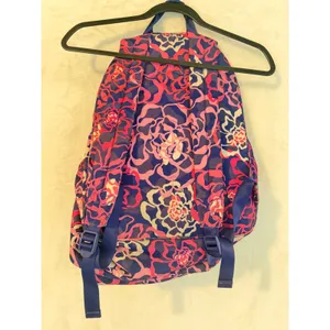 Vera Bradley Floral Backpack Navy Pink White Canvas School Travel Bag‎ thumbnail 9
