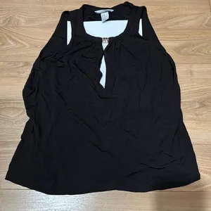 H&M black high‎ neck key hole blouse size xs thumbnail 1