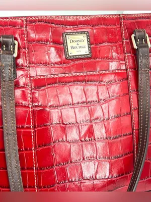 Dooney & Bourke Croco Embossed Red Leather Lexington Shopper Tote Shoulder Bag thumbnail 2