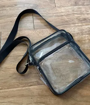 Clear Crossbody Bag with Black Trim and Adjustable Strap thumbnail 1