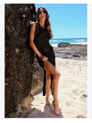 NEW Crochet Cover Up Sleeveless Hollow Knit Bikini Swimwear S thumbnail 8