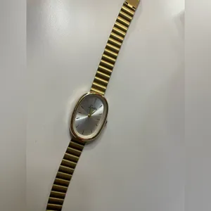 Gold Oval Wristwatch with Silver Dial thumbnail 3