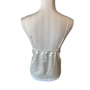 SHEIN White Satin Tie Front Top Size S thumbnail 2