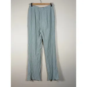 Abercrombie Fitch Womens Light Blue‎ Crinkle Wide Leg Drawstring Pants Size M thumbnail 4