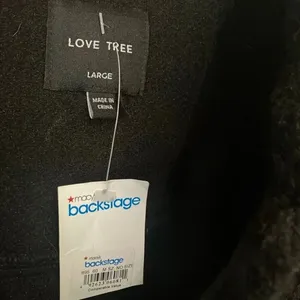 Love Tree Black Snap Closure Collared Shacket Semi Crop Size Large #400 thumbnail 4