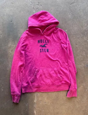 Hollister California Womens Pink Pullover Hoodie Seagull Logo Sweatshirt Large thumbnail 1