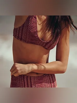 NWT Free People Seea Brasilia Bikini Top - Ripa brown red motif - medium thumbnail 6
