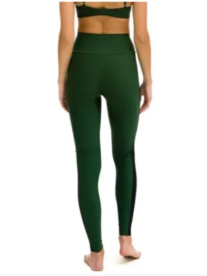 Aviator Nation High Rise Leggings Forest Green Black Stripes Small thumbnail 3