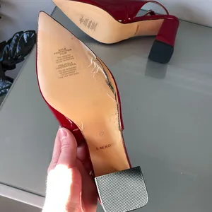 Women’s Red Patent Leather Slingback Block Heel Pumps Pointed Toe Size 8 NEW thumbnail 8