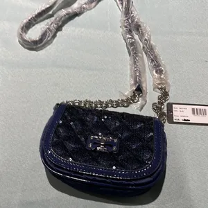 Guess Quilted Sequence Crossbody blue cross body evening‎ bag D6 thumbnail 2