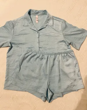 Auden Sleepwear Blue Satin Pajama Set Size M thumbnail 1
