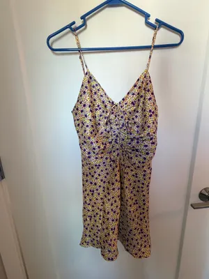 Zara‎ Yellow Floral Draped Satin Effect Mini Dress thumbnail 4