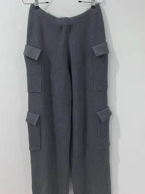 Edikted Wynter Gray Knit Cargo Pants Sz M Y2K Utility Wide Leg thumbnail 7