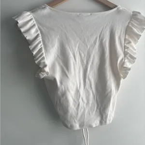 Zara Cream Flutter Sleeve Ruched Blouse thumbnail 2