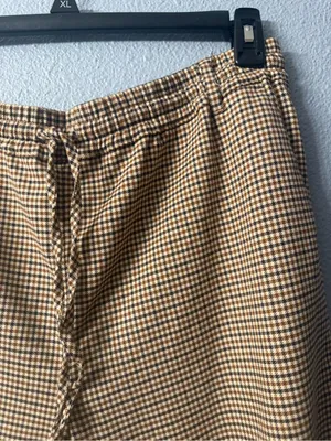 Anthropologie Maeve Classic Women's Houndstooth Wide-Leg Pants in Tan NWOT thumbnail 3